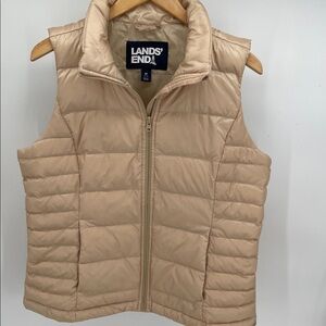 Lands' End Lightweight Quilted Puffer Down Filled Women’s Tan Vest Medium